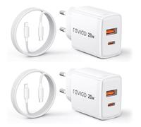 RAVIAD Cargador Carga Rapida for iPhone, 2Pcs 20W USB C Enchufe Rapido con 3M Cable iPhone para iPhone 14 13 12 11 Pro Max Plus Mini XS XR X SE, Cargador USB C Cabezal Adaptador Pared Charger Corrient