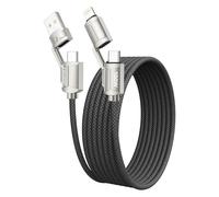 RAVIAD Multi Cable de Carga 1M 4 en 1 Multi USB Cargador Cable 100W PD Nylon Cable USB con USBC/USBA a Lightning, USBC/USBA a USB C de Cargador Carga Rápida para iPhone 16 15, Galaxy S25 S24, Honor