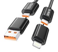 RAVIAD Multi Cable de Carga 2M 4 en 1 Multi USB Cargador Cable 100W PD Nylon Cable USB C/A a Lightning o Tipo C de Cargador Carga Rápida para iPhone 17/16/15/14 Pro, Samsung S25/S24/S23, MacBook, iPad