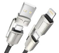 RAVIAD Multi Cable de Carga 2M 4 en 1 Multi USB Cargador Cable 60W PD Nylon Cable USB con USB C/USB A a Lightning, USB C/USBA a Tipo C de Cargador Carga Rápida para Samsung Galaxy,Huawei,Honor,iPhone