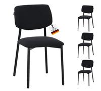 Ravino Silla de diseño A21 - Juego de 4 sillas de comedor tapizadas con tapizado en tela, silla moderna con respaldo, silla de comedor y mesa de comedor, color negro