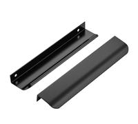 Ravinte Hardware Paquete de 6 manijas de gabinete negras, manijas de gabinete de borde de dedo de 200 mm, tiradores de borde de dedo para armarios