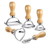Ravioli Stamp Ravioli Maker Pasta Press Making Tools Mold Set with Wooden Handle Fluted Edge for Dumpling Pasta Pastry 5PCS Manual Pasta Machines
