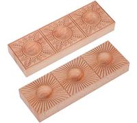Raviolis Triple Raviolis - Molde de madera de doble cara, diseño de sol y trigo, hecho a mano, 2 en 1, para cocina