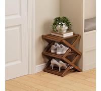 Ravionelle The 9-Tier No-Assembly Bamboo Rack, Tall Narrow Foldable Shoe Organizer for Entryway, Closet, Dorm, Space-Saving Multifunctional Storage Shelf (Brown,3 Tier)