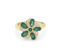 Ravishing Impressions Anillo de flor de esmeralda natural, piedra natal de mayo, anillo vintage hecho a mano, regalo para aniversario, 61(19.4),S1/2, Piedra preciosa, Esmeralda