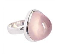Ravishing Impressions Anillo de pera de cuarzo rosa suave de 18 x 18 mm, bisel de cabujón hecho a mano, joyería de piedras preciosas naturales para mujer, diseño llamativo, W1/2,66(21.00), Piedra