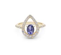 Ravishing Impressions Anillo solitario de tanzanita con topacio blanco para mujer en plata 925, oro rosa y amarillo, joyería apilable de color azul, piedra natal de diciembre, O 1/2, Piedra preciosa.,