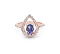 Ravishing Impressions Anillo solitario de tanzanita con topacio blanco para mujer en plata 925, oro rosa y amarillo, joyería apilable de color azul, piedra natal de diciembre, K 1/2, Piedra preciosa.,