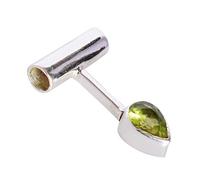 Ravishing Impressions Collar con colgante de piedra preciosa de peridoto de plata 925, joyería de cristal de abundancia y prosperidad para mujer, colgante hecho a mano con cadena, 7x5, Gema Plata