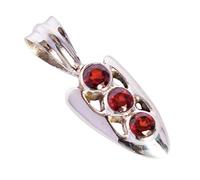 Ravishing Impressions Collar con colgante de piedra preciosa granate de plata 925, joyería de cristal de pasión y energía para mujer, colgante hecho a mano con cadena, 4, Piedra preciosa. Plata de ley
