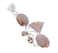 Ravishing Impressions Collar con colgante de piedras preciosas doradas y citrino en plata de ley 925, joyería de piedras preciosas doradas y amarillas