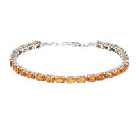 Ravishing Impressions Elegante pulsera de tenis de citrino de plata ajustable de 165 a 228 mm para mujer, chapada en rodio blanco, ovalada, facetada, piedras facetadas de 6 x 4 mm, cierre de langosta