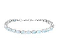 Ravishing Impressions Elegante pulsera de tenis de topacio azul cielo plateado de 7.5 pulgadas para mujer, chapado en rodio blanco, piedras facetadas ovaladas, cierre de langosta ajustable, regalo de