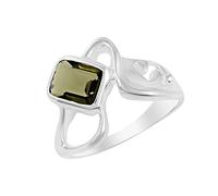 Ravishing Impressions Juego de anillos de moldavita con bisel rectangular facetado verde de 8 x 6 mm, 4,4 g, joyería fina hecha a mano, regalo único para mujeres u hombres, U1/2,63(20.10), Piedra
