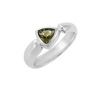 Ravishing Impressions Juego de anillos de moldavita con biseles triangulares facetados de color verde, 7 x 7 mm, 4,4 g, joyería fina hecha a mano, regalo único para mujeres u hombres, U1/2,63(20.10