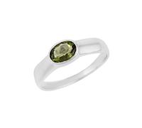 Ravishing Impressions Juego de bisel de moldavita con piedras preciosas verdes facetadas ovaladas de 7 x 5 mm, 2,7 g, hecho a mano, joyería fina, regalo único para mujeres u hombres, Q1/2,58(18.5