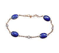 Ravishing Impressions Pulsera de plata de ley 925 con lapislázuli y amatista de 8.3 pulgadas para mujer, color azul y morado, ovalada de 14 x 10 mm, piedra preciosa cabujón, juego de bisel, joyería de