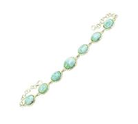 Ravishing Impressions Pulsera de plata de ley 925 con topacio azul larimar de 7.48 pulgadas, chapado en rodio blanco, bisel de cabujón ovalado, cierre de langosta, joyería de regalo para mujer