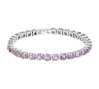 Ravishing Impressions Pulsera de tenis de amatista para mujer, piedra natal de febrero, piedra preciosa morada facetada redonda, plata de ley 925, chapada en rodio blanco, cierre de caja, joyería fina