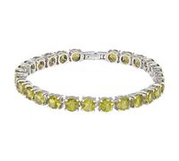 Ravishing Impressions Pulsera de tenis de peridoto para mujer, piedra natal de agosto, piedra preciosa verde facetada redonda, plata de ley 925, chapada en rodio blanco, cierre de caja, joyería fina