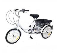 RAVIXIA Triciclo adulto 8 velocidades triciclo de acero al carbono triciclo con cesta 20 pulgadas blanco