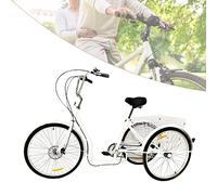 RAVIXIA Triciclo adulto, triciclo de 6 velocidades, bicicleta de 3 ruedas, bicicleta más vieja, triciclo más viejo con carrito, 26 pulgadas blanco