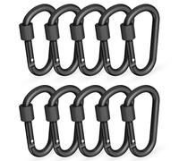 RAVN HAMAN 10 x Mosquetones - Negro - - Mosquetón con Cierre de Rosca de hasta 30 kg - - Mosquetones para Interior y Exterior - - Ganchos para hamacas, Sacos de Boxeo, llaveros, etc.