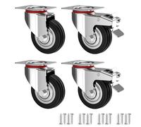 RAVN HAMAN Juego de 4 Ruedas industriales 100 mm - Ruedas giratorias para cargas pesadas con freno hasta 70 kg por rueda - Ruedas para muebles para en interiores y exteriores - Ruedas pivotantes