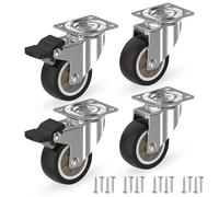 RAVN HAMAN Juego de 4 ruedas para muebles 50 mm - Ruedas giratorias con freno hasta 50 kg por rueda - Ruedas pivotantes de goma para uso en interiores - Rodamiento silencioso y suave con el suelo