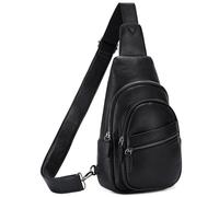 RAVUO Bolso Bandolera Mujer, Casual Mochila Pequeña de Cuero Pu Moda Bolsos Pecho Bolso Cruzado Mini Crossbody Sling Bag para Viaje Trabajo,Nergo