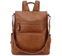 RAVUO Bolso Mochila Mujer, Mochilas Antirrobo de Cuero PU Moda Bolsa de Mano Mochilas Casual para Escuela Viaje Compras,Marrón