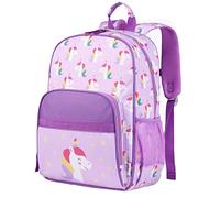 RAVUO Mochila Niña, Linda Mochilas Escolares para 6-9 Años Impermeable Mochila Infantil Grande con Correa Pecho Ligero Mochila Unicornio Rosa Niña para Guarderia Primaria Preescolar 15.5L