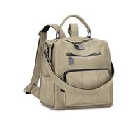 RAVUO Mochila Pequeña Mujer,Impermeable Bolso Mochila de Cuero Pu Mini Mochila Casual Bolso de Mano para Viaje Escolar,Blanco