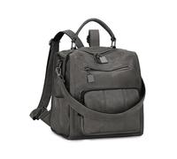 RAVUO Mochila Pequeña Mujer,Impermeable Bolso Mochila de Cuero Pu Mini Mochila Casual Bolso de Mano para Viaje Escolar,Gris