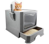 Ravytha Arenero Cerrado Gato Cubierto, Mueble Arenero Gatos Bandeja, Cagadero, Caja de Arena, Bandeja, WC, Cat Litter Tray Large, con Pala, para Gatos Grandes