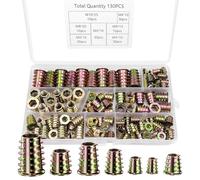 Ravytha Juego de 130 Piezas Insertos Roscados, Tuercas para Madera de Aleación de Zinc, Tuercas Hexagonales Inserción Roscado, Tuerca Embutir Madera, Inserto de Tornillo Rosca M4/M5/M6/M8/M10
