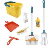Ravytha Set Limpieza Juguete, fregona Escoba Juguete, Escoba y recogedor niños, Kids Cleaning Toy Set, 8 Piezas Juguetes para el Hogar Juego de Simulación, Toys para niños de 3 años en adelante