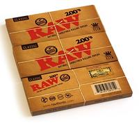 Raw Papel de liar 200's Classic – natural sin dobleces – 200 hojas por librito – 5 librillos