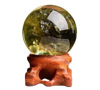 Raw Citrine Crystal Sphere with Stand - Polished Crystal Ball for Wealth, Abundance, and Success, Feng Shui Office Home Decor, Stone,35mm
