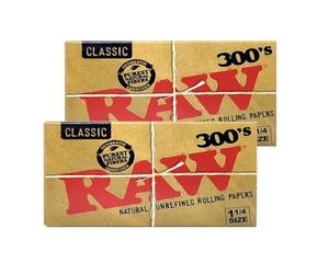 RAW - Classic 300's Natural 1 1/4 Papel de liar 300 hojas por librillo - Pack de 2