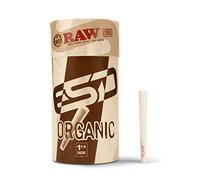 RAW Conos Orgánicos Tamaño 1 1/4 | Paquete de 100 | Papel de liar preenrollado orgánico puro con puntas y palos de embalaje incluidos