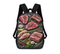 Raw Meat Assortment with Herbs And Spices Mochila Escolar Para El Trabajo, Negocios, Universidad Y Escuela Para Niñas Y Adolescentes 17inch