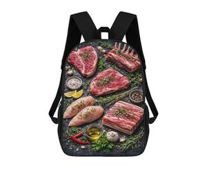 Raw Meat Assortment with Herbs And Spices Mochilas Para Niños 17inch Mochila Escolar Mochila Escolar Impresa En 3D Para Niños De Primaria Y Secundaria
