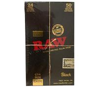 RAW Black 1 ¼ Papers, 50 hojas medianas ultrafinas por librito, 24 libritos por caja, 1 caja (24 librillos) (Standar, 10, Unidad)