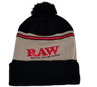 RAW Rolling Papers Pom Pom - Gorro de punto (negro/beige), negro y beige, Talla única