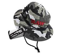 RAW Sombrero de camuflaje Smokermans de gran tamaño, funcional cubo sombrero con cuatro ranuras Preroll para conos o tubos Doob - 100% algodón