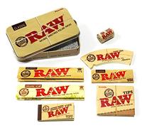 RAW Starter Box, 3 x hojas + 3 x puntas + 1 x Hemp Wick en una elegante caja de metal RAW 2 cajas