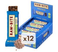 RawBite Barrita Ecológica Proteica con Cacao suave - Paquete de 12 x 45 gr - Total: 540 gr