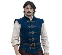RAWBLADE Diego Jerkin medieval de piel dividida para hombre, túnica de cuero y chaleco de armadura, disfraz de pirata renacentista, chaleco sin mangas para Ren Faire y cosplay